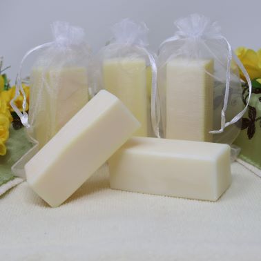 Stain remover bar is a rectangle shape, 1 1/4 inches square and 3 inches long. Made from 100% coconut oil. Works well to remove stains. $7.00 each or 3 for $20