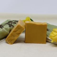 This gold coloured By the Sea Soap Shoppe Handsome Man soap has a spicy scent from the orange, cinnamon, and clove essential oils. Moisturizing, all natural ingredients, vegan.  $7.00 each.